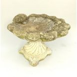 Clam shell garden bird bath, twisted clam stem, reconstituted stone,