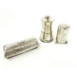 Early 20th silver plated pepper mill modelled as a coopered churn with a mechanism by Peugeot,