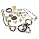 Small quantity of costume jewellery, including a Gas Bijoux three string bead bracelet,