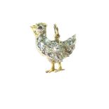 An antique diamond and ruby rooster charm, in yellow and white gold,