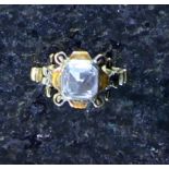 An antique rock crystal and enamel ring in high carat yellow gold,