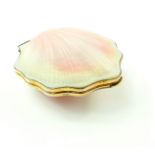 An Antique Soviet Russian Silver mounted novelty compact formed as a scallop shell with silver gilt