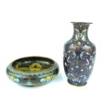 Chinese cloisonne bowl, decorated with dragons to interior, exterior and underside,