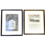 Two coloured engravings of Hampton Court Palace, one dated 1793 by Sparrow, 22x16cm & 24x18cm