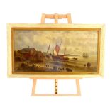 A 19th C British Marine School framed oil on canvas, inshore fishing near a rock beach,