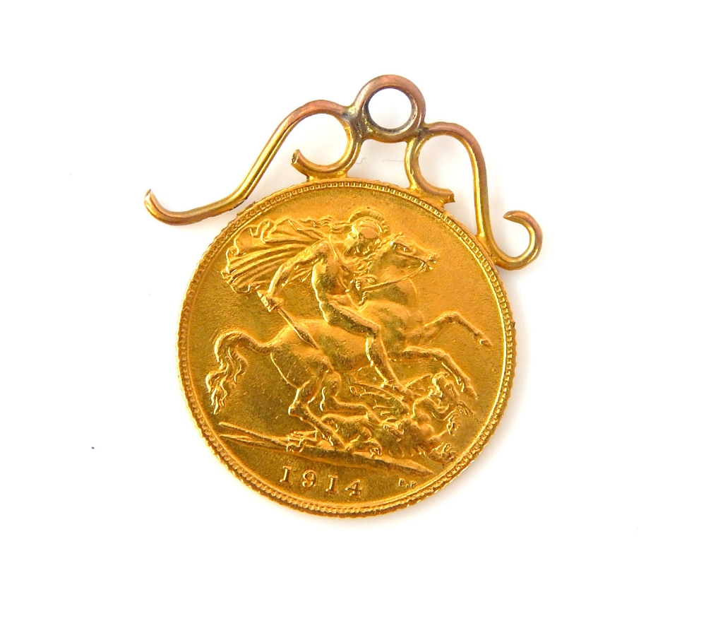 22ct gold half sovereign with chain mount, dated 1914, 4. - Image 6 of 6