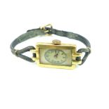 Rolex Prima ladies' watch with oval dial in rectangular 18ct gold marked Rolex stamped casing,