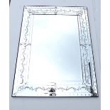 Venetian style mirror, orb effect border, frosted floral trailing, 122 x 92cm