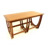 G-Plan nest of three coffee tables, teak crossbanding, oval supports,