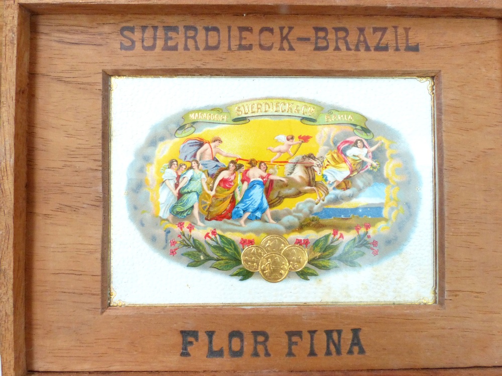 Two vintage cigar boxes, Suerdieck & Co Brazil and Harvey Jackson Tabacalera Philippines, and a burr - Image 6 of 6