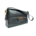 1990s Yves Saint Laurent black leather should handbag, gilt tone hardware, approx.