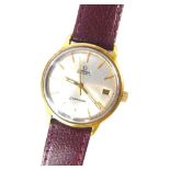 Vintage Omega Seamaster wrist watch, automatic, gold plated, date aperture