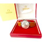 Vintage Omega atutomatic wrist watch, stainless steel, batons, boxed