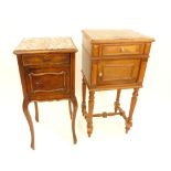 Two French style marble topped rectangular section night cabinets, the largest 88 x 42 x 36cm (2)