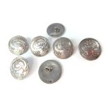 Seven Sterling silver Art Nouveau buttons, marked Hutton & Sons Birmingham 1902