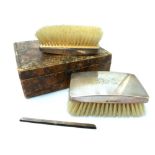 Boy Scout interest, pair hallmarked silver gentlemans brushes in fitted case with engraved scout