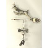 Contemporary weather-vane of a leaping stag, with compass letters, the stag approx 50x 55cm.