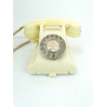 GPO series 300 telephone in ivory bakelite, model 332F with drawer and plated wire to receiver and