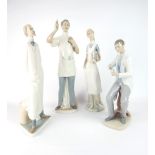 Lladro, four professional figures, Dentist 6450, Dentist unmarked 40cm h, Physician G-60 and