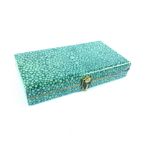 Art Deco compact case, faux shagreen covered, card holder behind the mirror, circa 1950