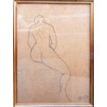 R. Best R.C.A c 2016, study of nude seated pen on board, signed info verso 57.5 x 42 cm