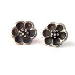 Pair of Georg Jensen Sterling silver flower earrings number 67 design, circa 1940