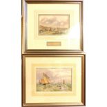 E A Stotbard, Sailing Vessels off the Coast, watercolour, signed and dated 1850 lower left, 19x