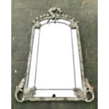 Louis XVI style hall mirror, floral laurel over arch top, acanthus scrolls to base, 232 x 140cm