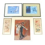 Marian Otero, a framed pastel "The Tango", signed,
