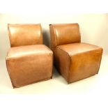 Pair of Eichholtze 'Savannah' brown leather side chairs, contemporary, each 60cm w (2)