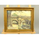 N M***, a watercolour, Richmond Bridge, indistinctly signed (possibly Russian artist), 33 x 41cm,