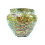 Doulton Lambeth stoneware jardiniere, glazed with leaf design, 19cm h