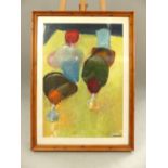 20th century British School, Wine Glasses, oil on paper, indistinctly signed lower right, 82x 56cm