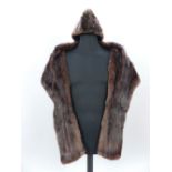 Mid 20th century brown mink fur shawl / stole, and a Austin Reed faux fur hat