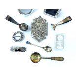 a collection of hallmarked silver incl.. two easel photograph frames, a 1oz fine ingot, two arts &