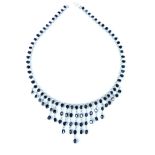 Sapphire fringe necklace, the oval cut stones mounted to a silver chain, 15g