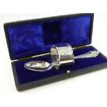 Silver Christening set, serving spoon and napkin ring,