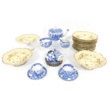 Early 20th century Copeland Willow pattern part tea service, to include tea cups with saucers,