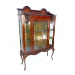 Scottish Edwardian display cabinet, mahogany, satinwood and stained marquetry,