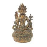 Tibetan Buddha statue, bronzed finish, sitting on a Lotus cushion, 17 cm h