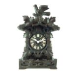 Bararian cuckoo clock, oak stain case with bird an