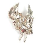 Winged unicorn solid silver brooch, 8cm