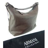 New Emporio Armani Hobo Piccola Pelle pebbled dark tan leather handbag, with retail tag $995.00
