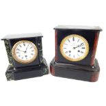 2 mantle clocks: black slate + marble clock red/gr