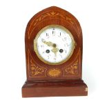 Lancet clock , mahogany case, satinwood inlay, ena