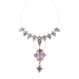 After design by Spencer, silver + amethyst necklac