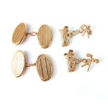 Pair of 9ct gold cufflinks, Chester 1927, engrved