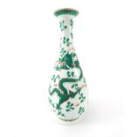 Chinese porcelain vase with design of green enameled dragons amid clouds, "Qianlong" mark to base,