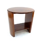 Art Deco walnut side table with reversable top, walnut or retro red formica with clamp mechanism,