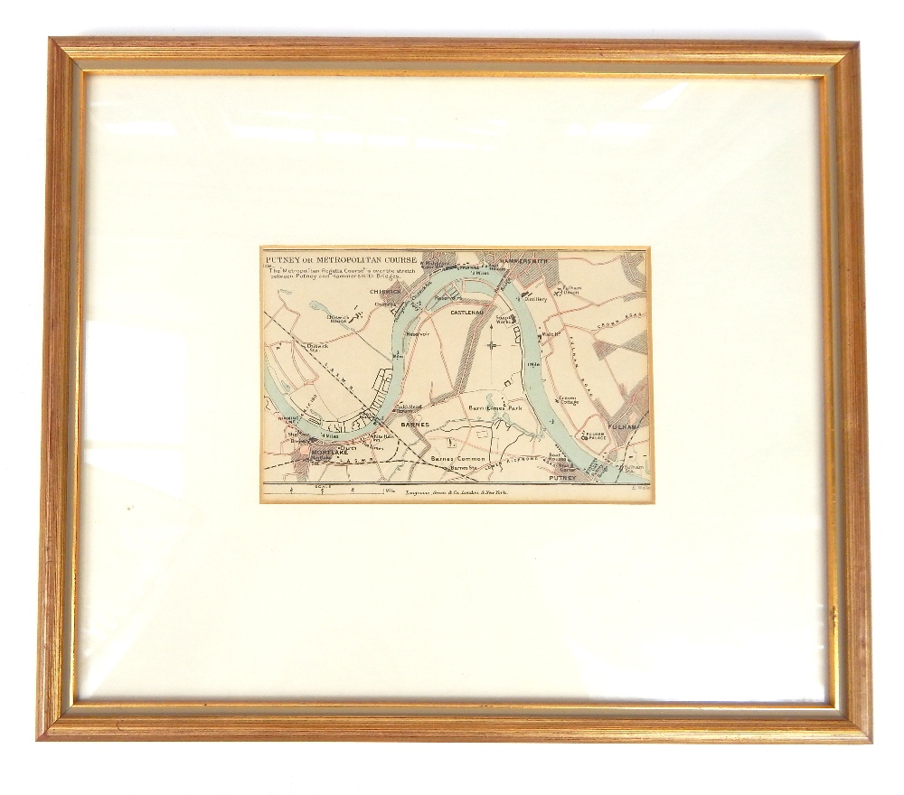 The Metropolitan Regatta Course, map of the Thames showing the rowing from putney to Hammersmith